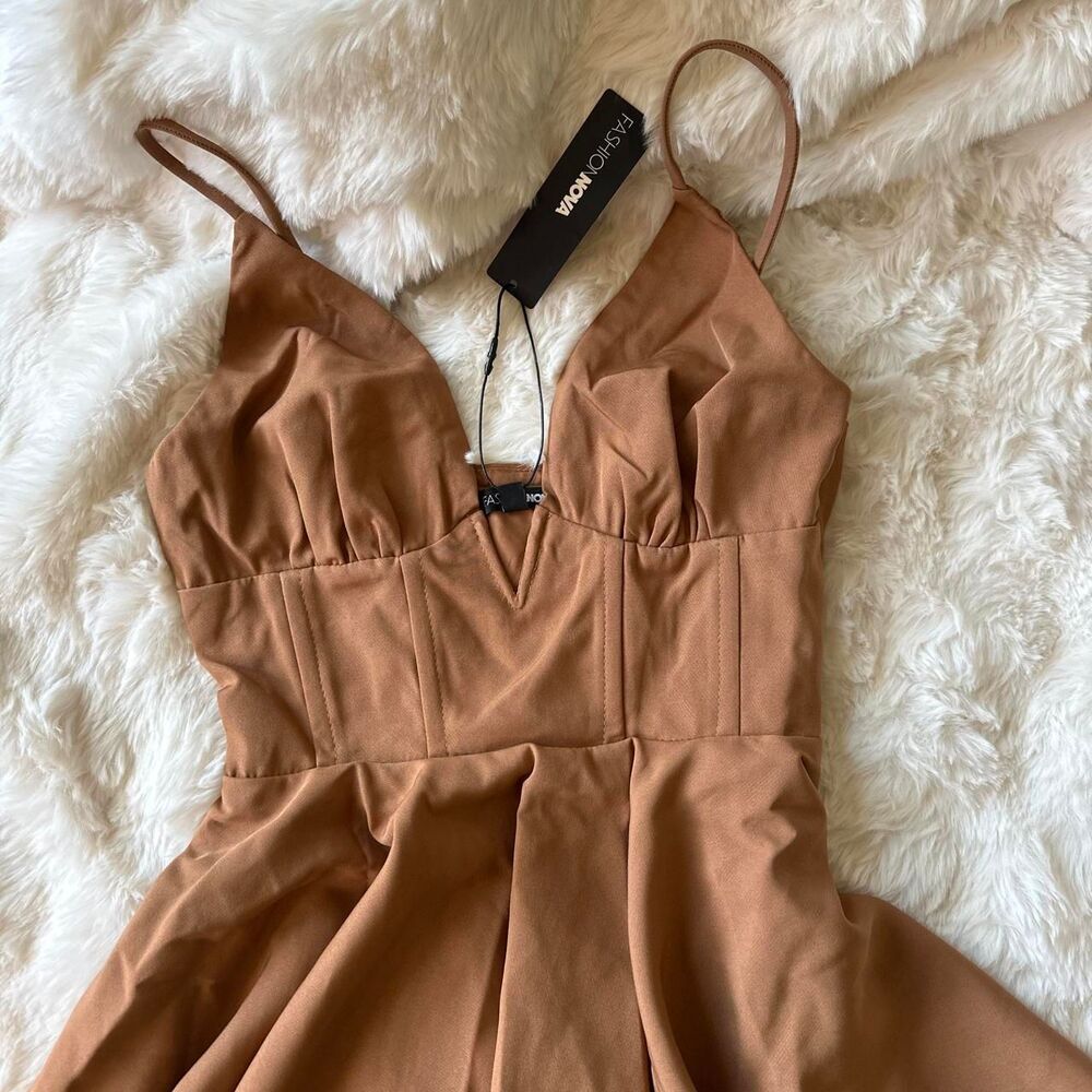 Fashion-nova Women's Brown and Tan Dress - Picture 3 of 5